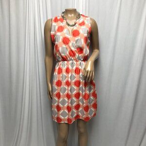 Peach Love Cream Dress Womens Size Small Orange Gray White Lined Mini